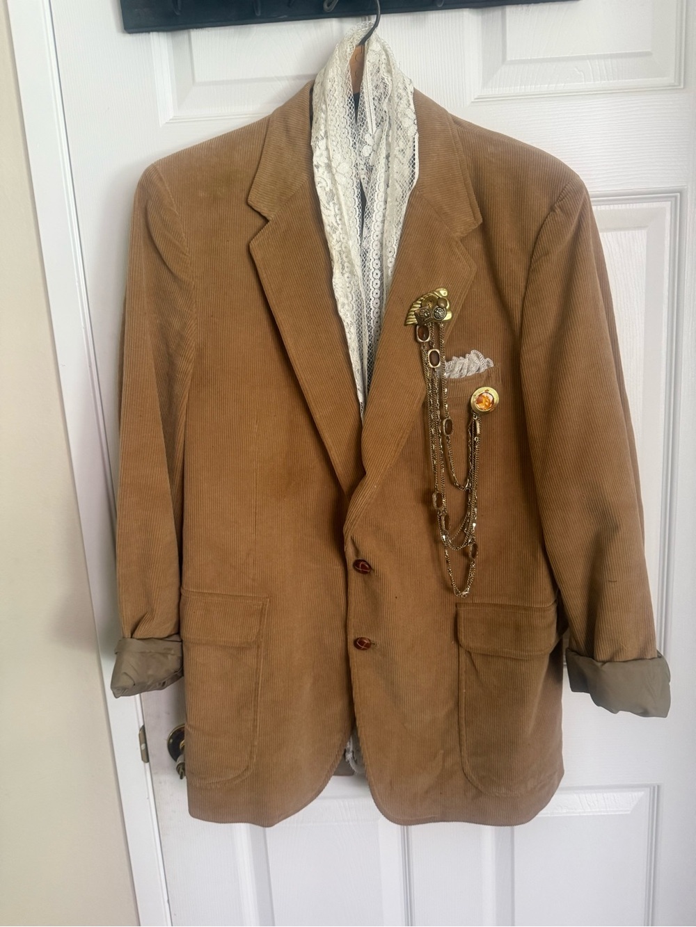 Custom Design Women’s Corduroy Blazer in Tan - Classic Casual Jacket